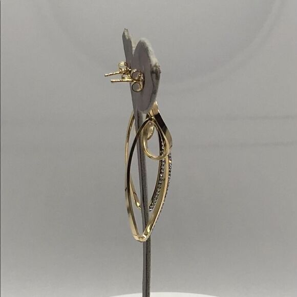 New 14K Gold Dangle Earrings with Swarovski Crystals - Picture 7 of 10